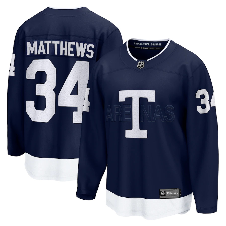 Cheap Custom Men Toronto Maple Leafs Auston Matthews Fanatics Branded Navy 2022 NHL Heritage Classic Breakaway Player Jersey